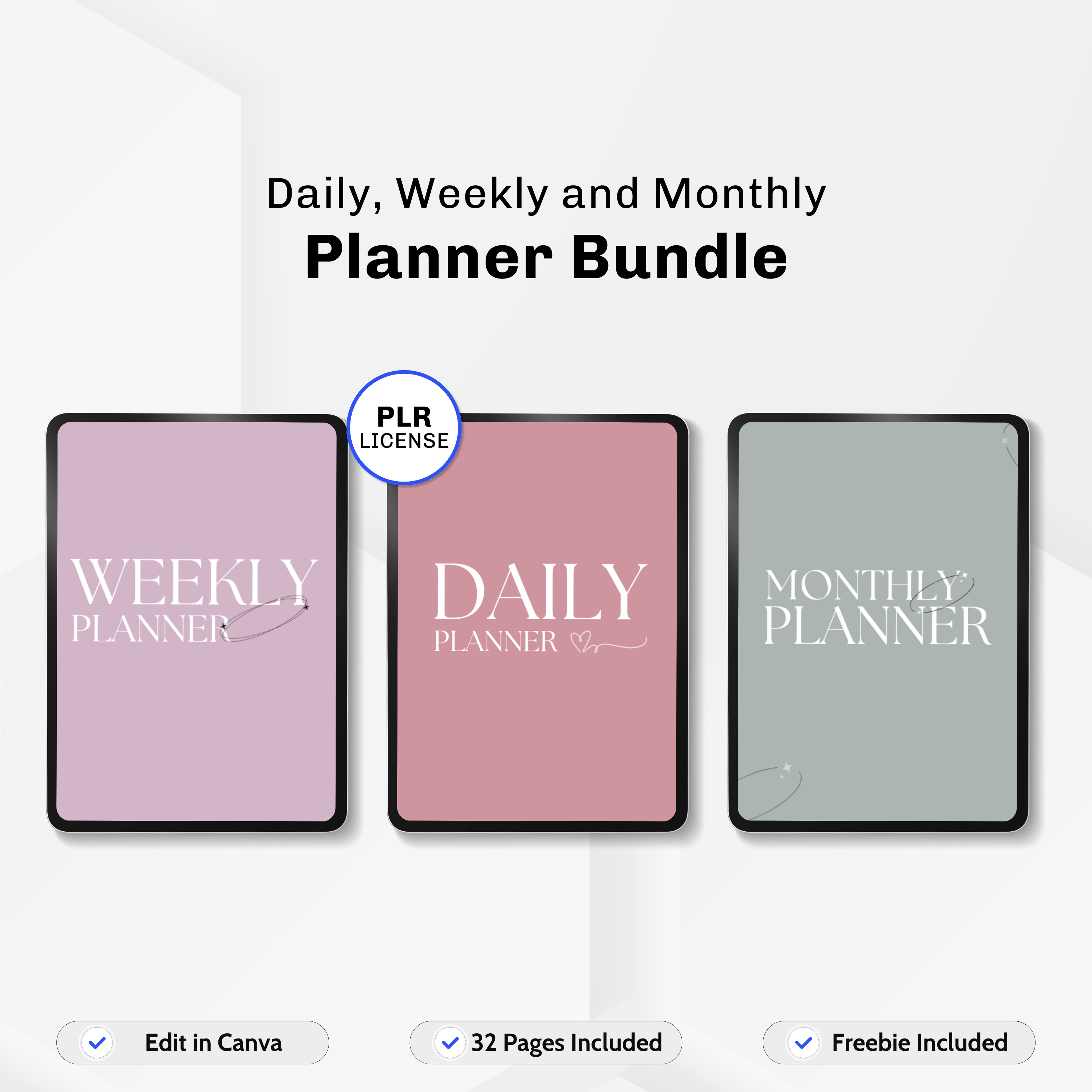 Organize your schedule with this PLR planner bundle, featuring daily, weekly, and monthly layouts to resell or use.  
