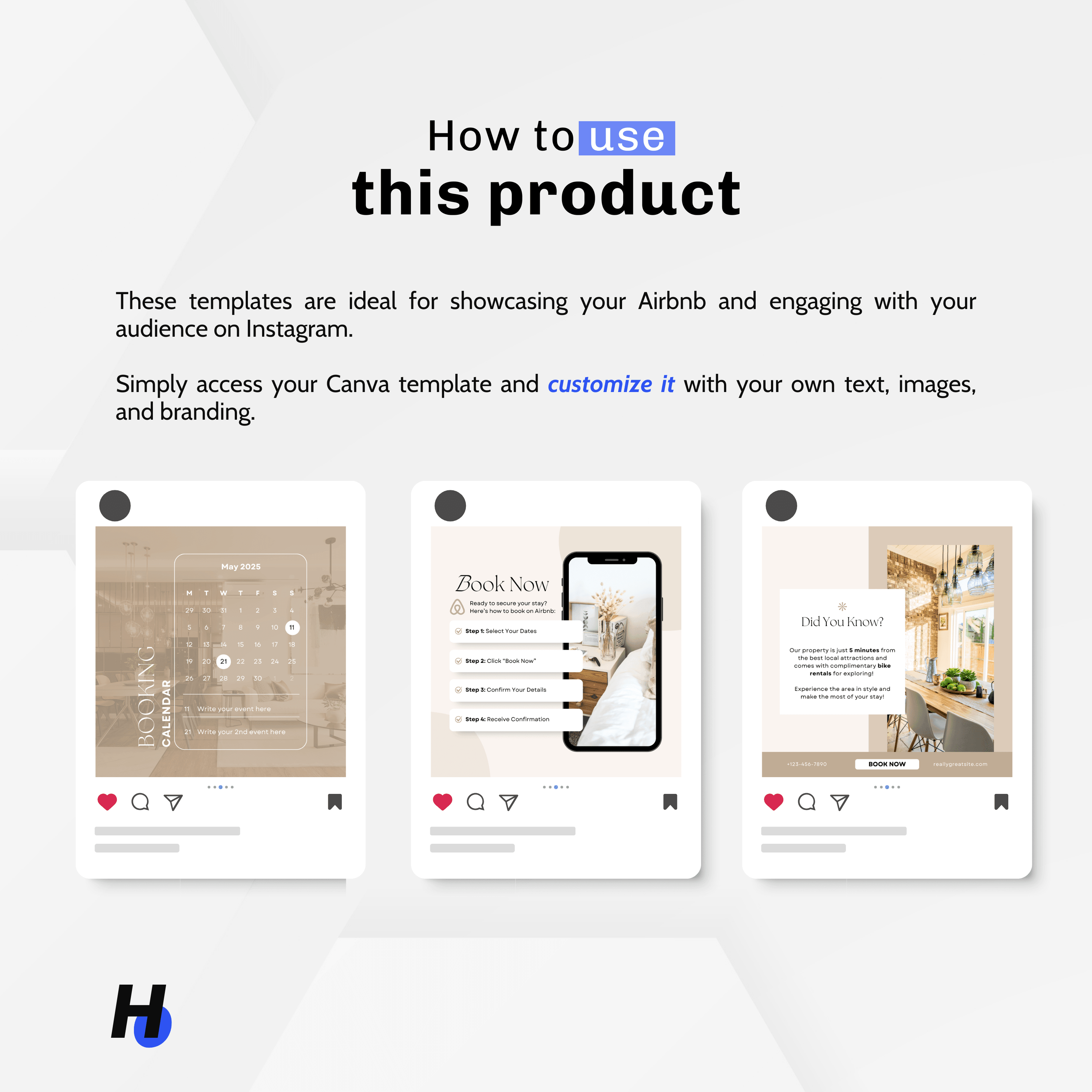 PLR Airbnb Instagram Post Templates - Hype PLR