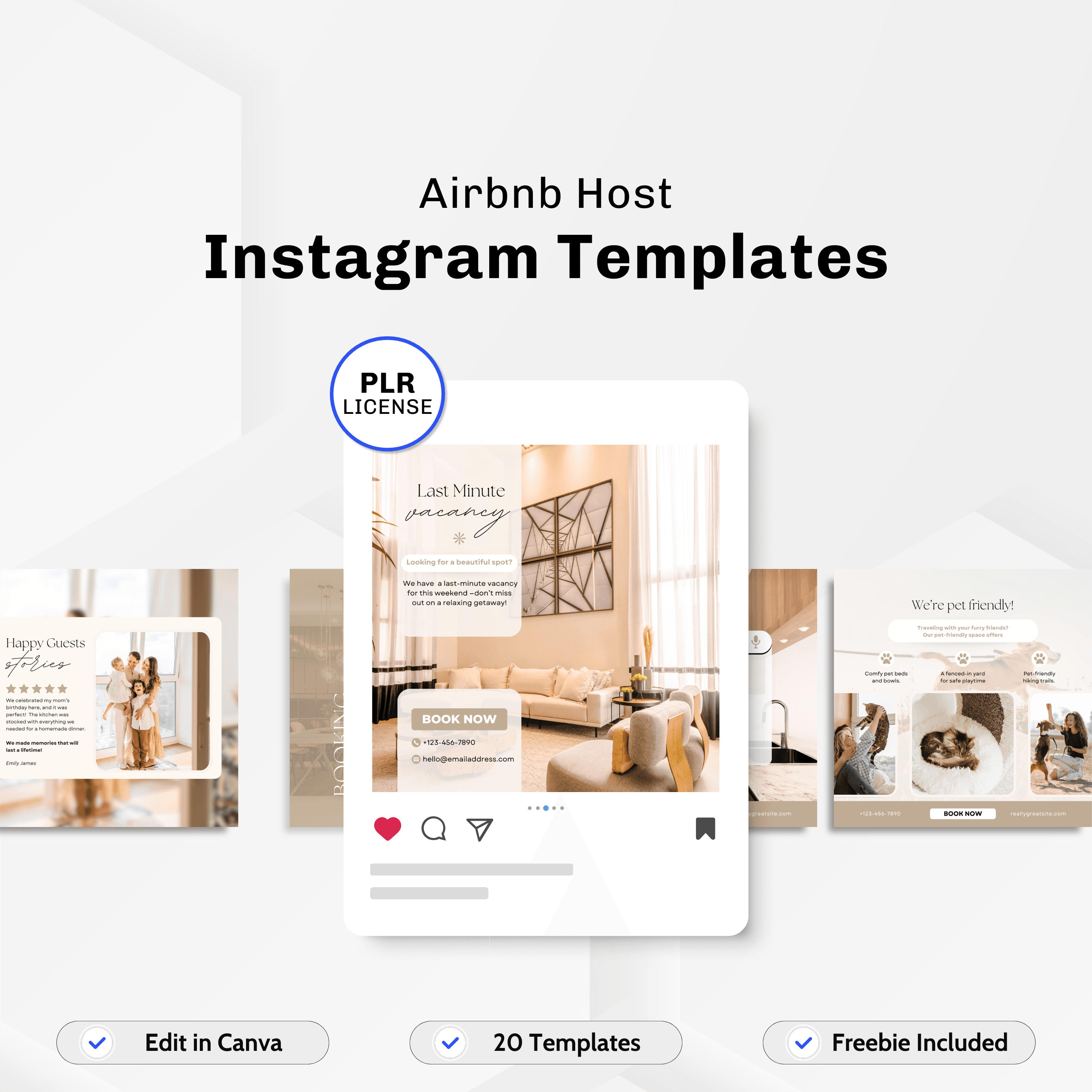 PLR Airbnb Instagram Post Templates - Hype PLR